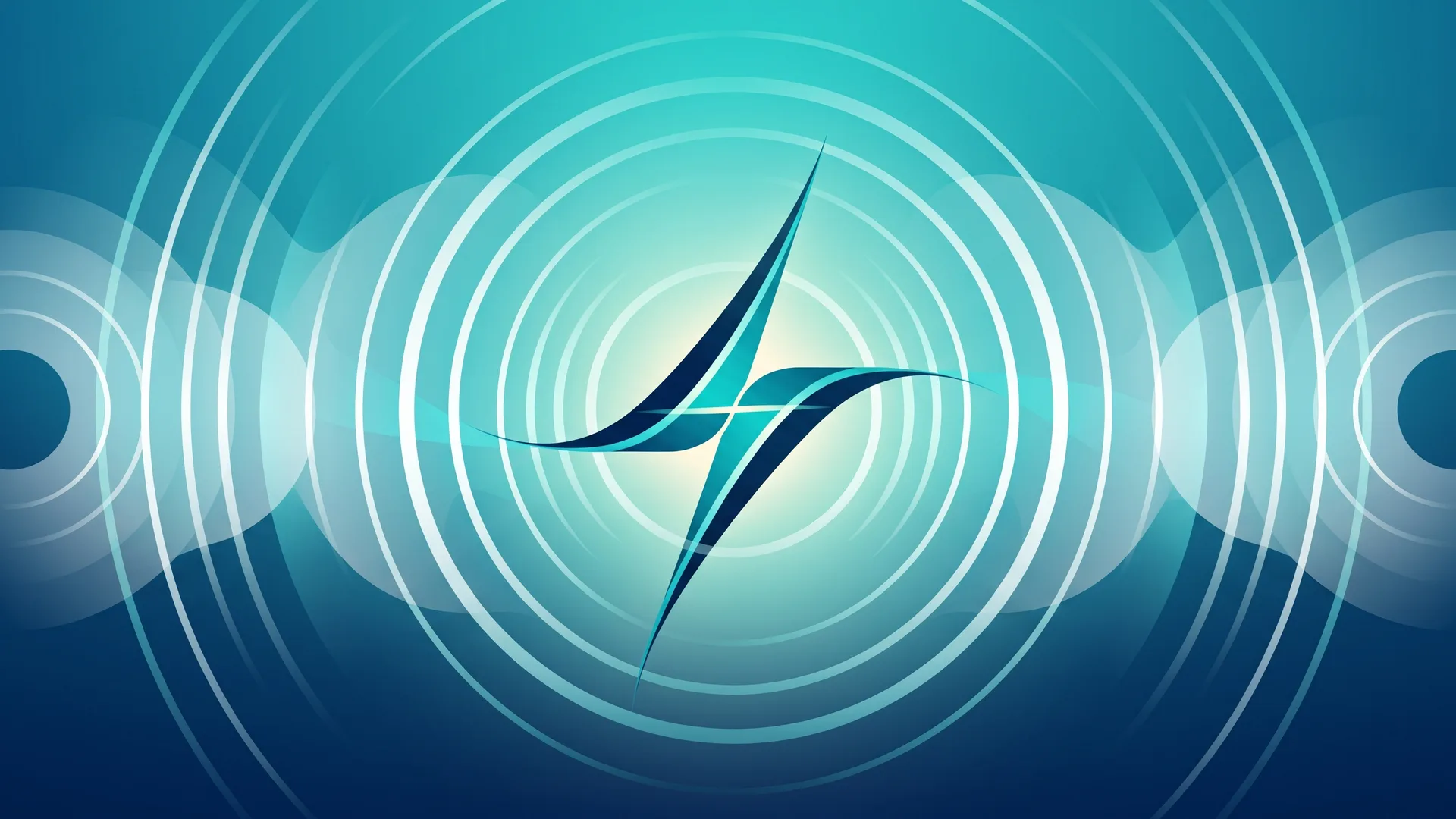 Abstract teal and navy illustration of a signal connecting across distance